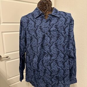 🌀 Vintage Cremieux Classics Blue Paisley Button Down - XL